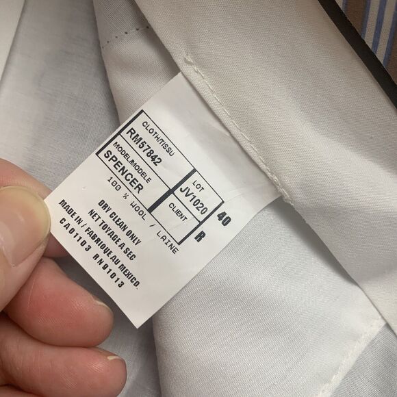 SAKS Fifth Ave‎ Spencer Dress Pants Mens 40R Gray Pinstripe 100% Wool (0491) - Picture 3 of 9